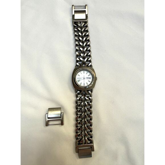 Vintage Women's Y2K Diesel Watch DZ 2096 Stainless Steel Double Chain Expander - Picture 1 of 7